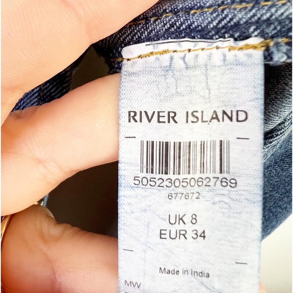 River Island Light Blue Denim V-neck Short Sleeve Tunic Top UK Size 8 - Picture 8 of 8